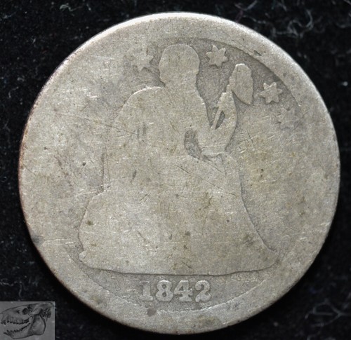 1842 seduto liberty dime - 1842, o